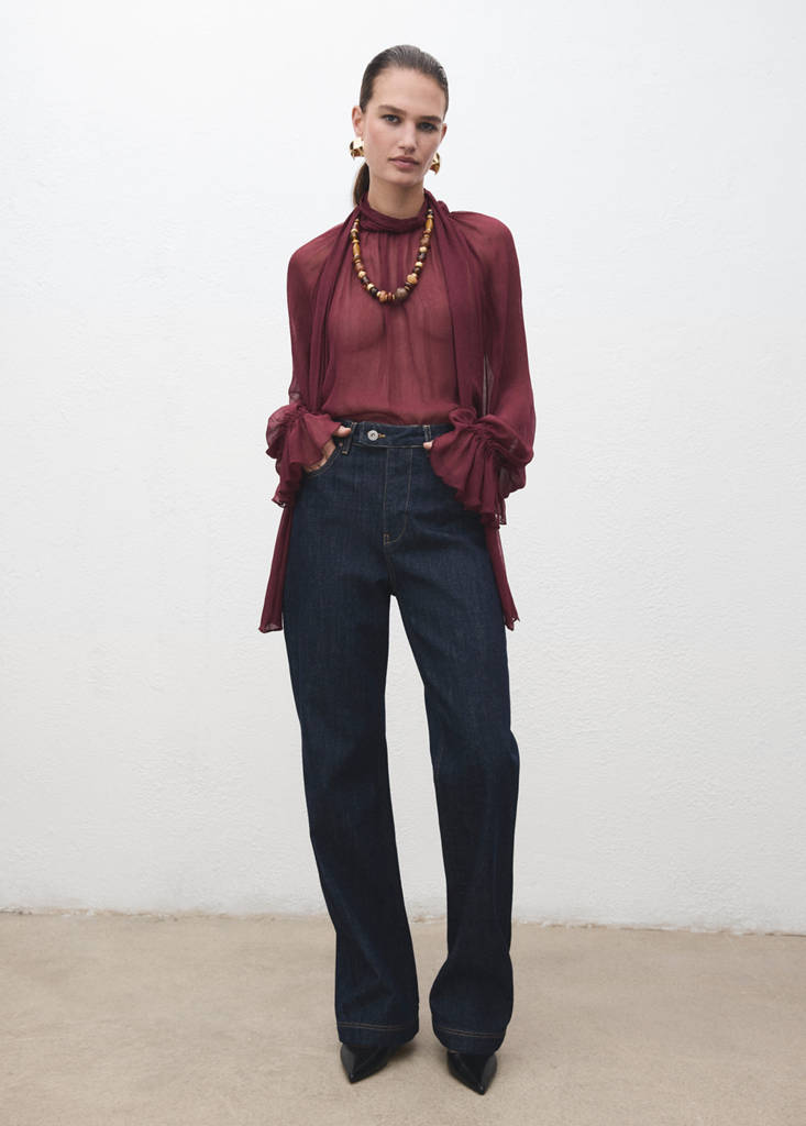 Straight-leg jeans with placket — Open Blue