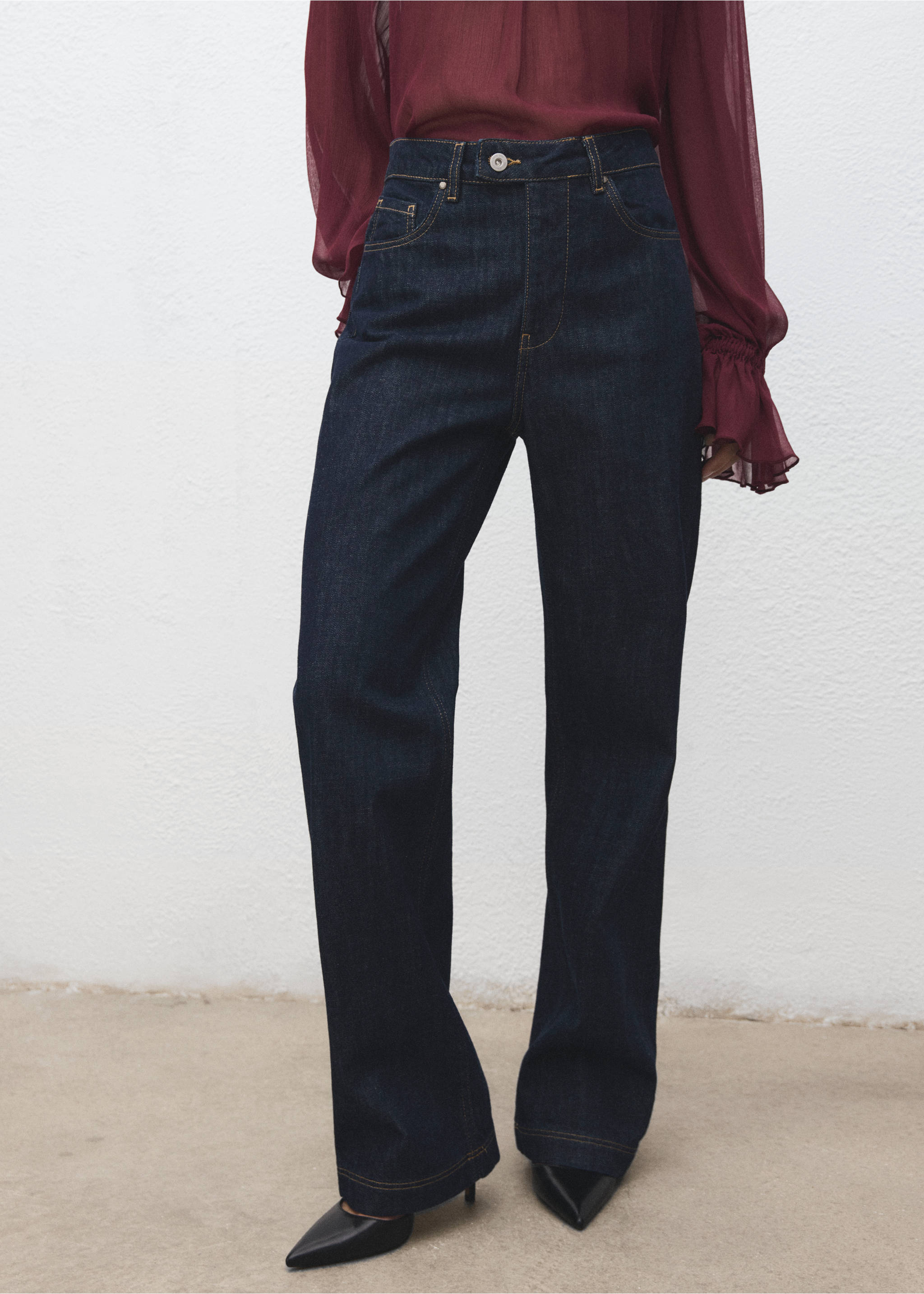 Straight-leg jeans with placket - Medium plane, Open Blue. Ref: 17087796-00.