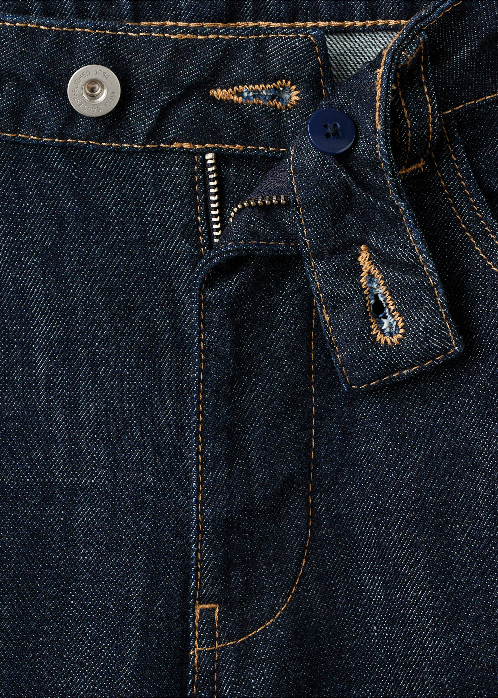 Straight-leg jeans with placket - Details of the article 8, Open Blue. Ref: 17087796-00.