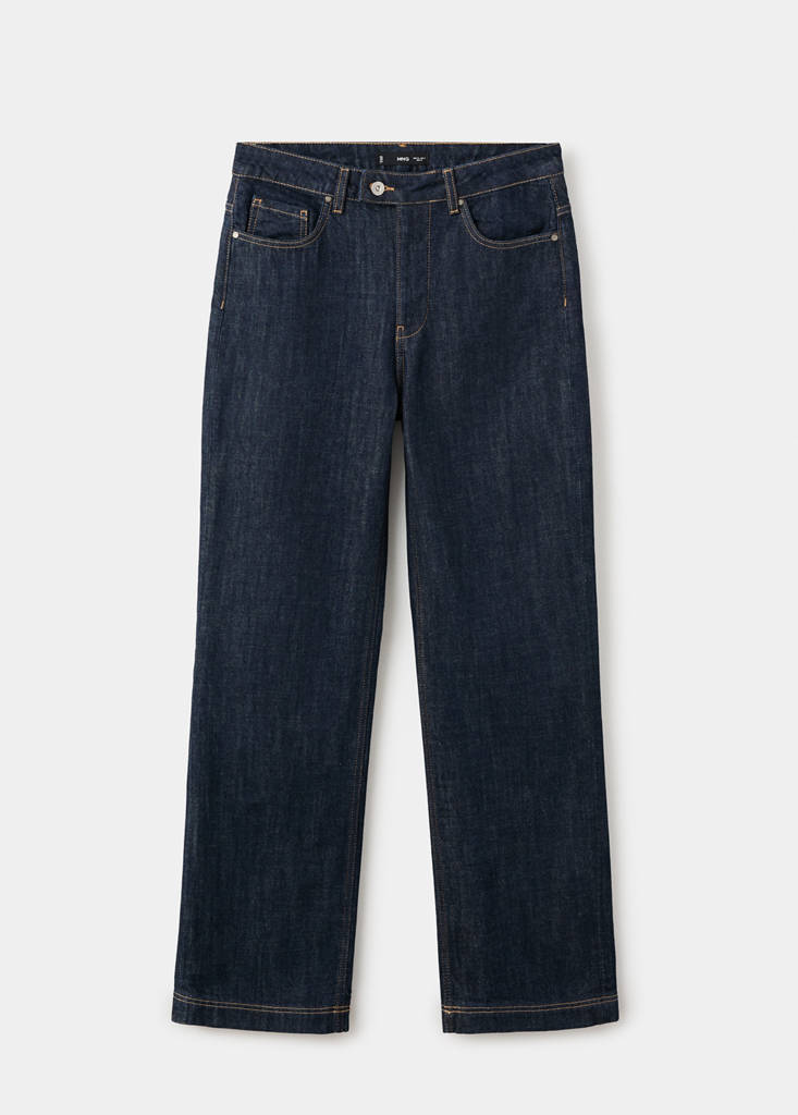 Straight-leg jeans with placket — Open Blue