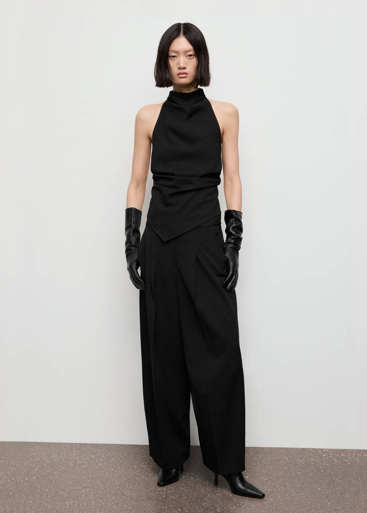 MANGO - Halter top with open back noir - L