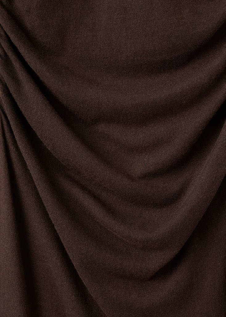 Perkins-neck knitted dress — Chocolate