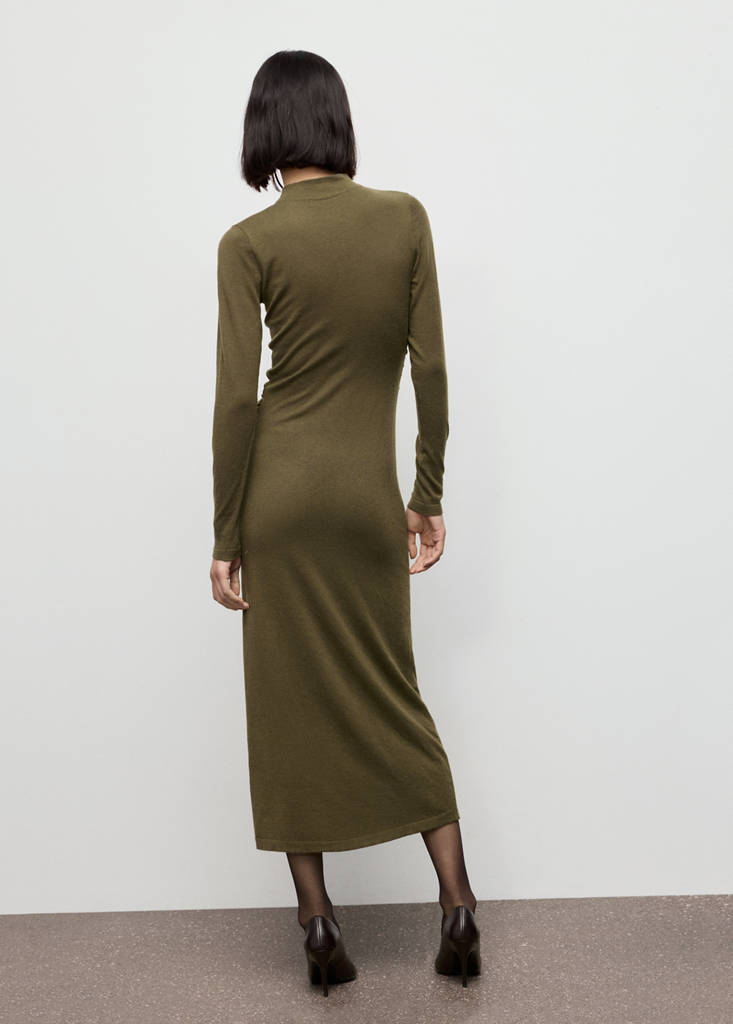 Perkins-neck knitted dress — Khaki