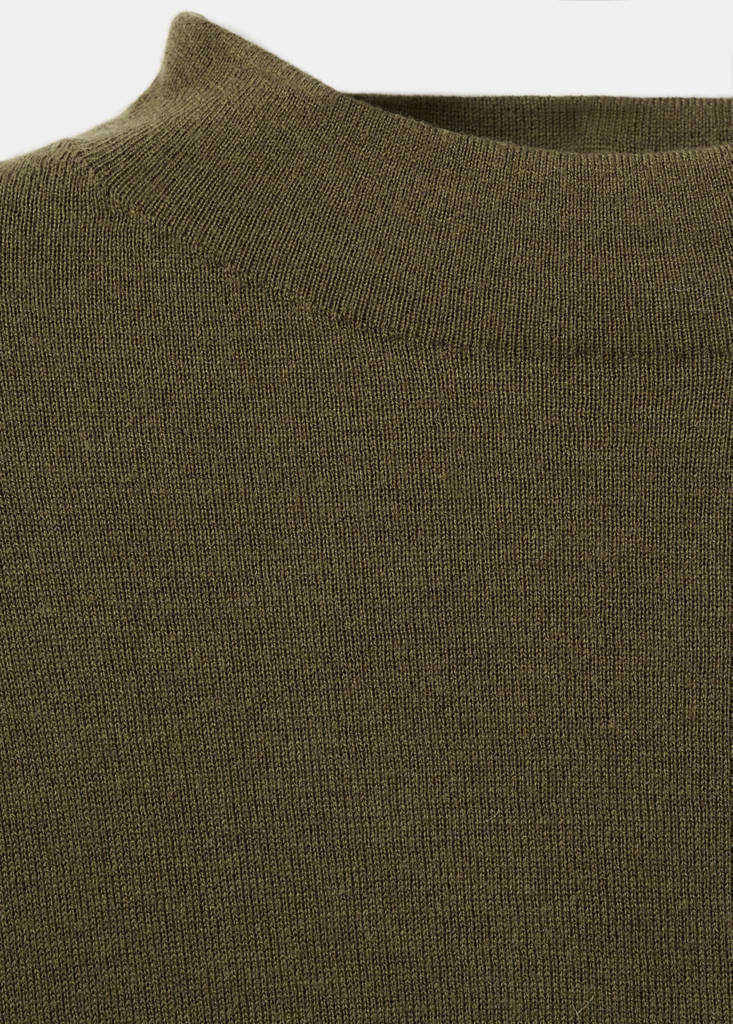 Perkins-neck knitted dress — Khaki
