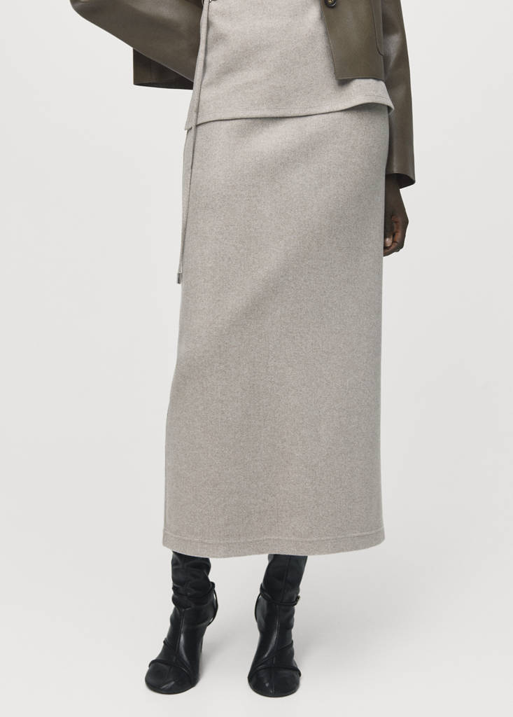 Long skirt with elastic waist — Medium Brown