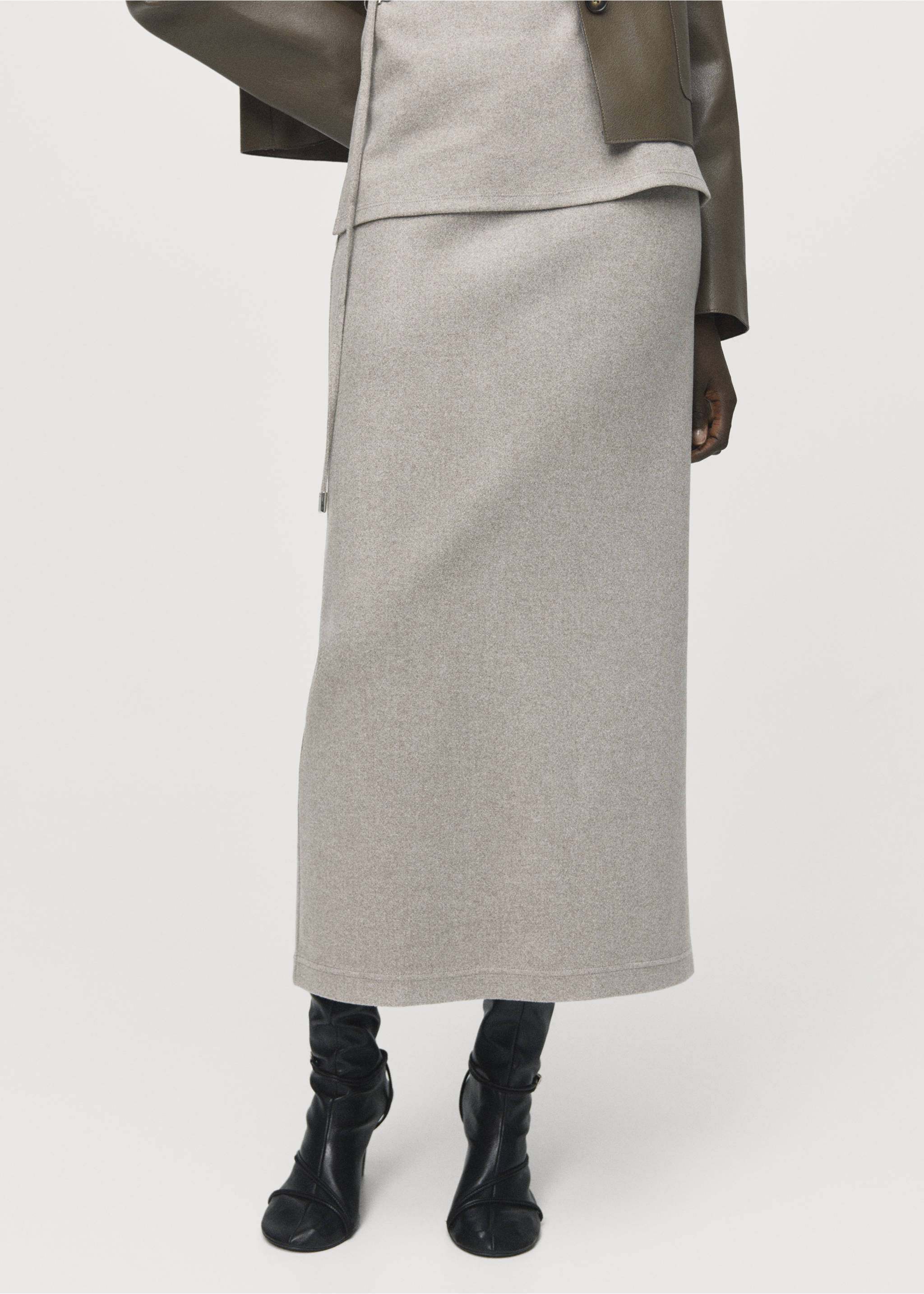 Long skirt with elastic waist - Medium plane, Medium Brown. Ref: 17087802-00.