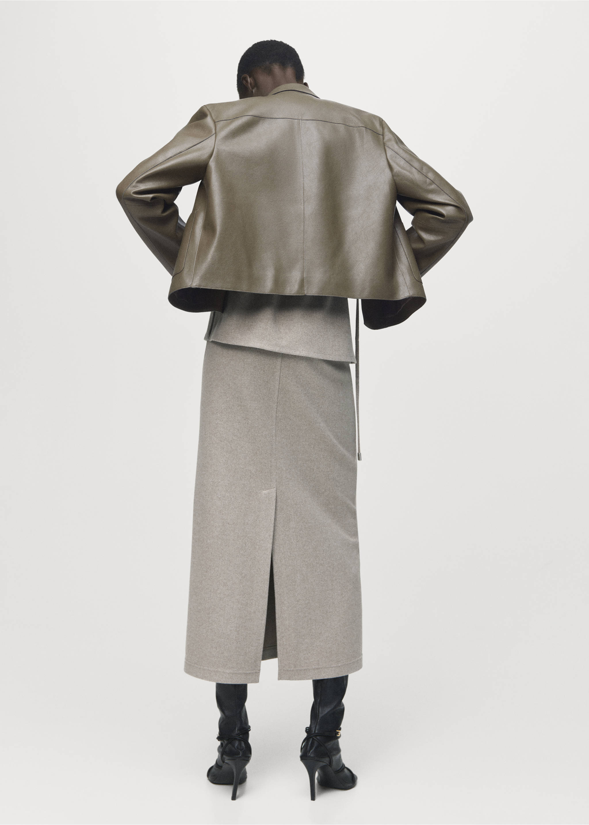 Long skirt with elastic waist - Reverse of the article, Medium Brown. Ref: 17087802-00.