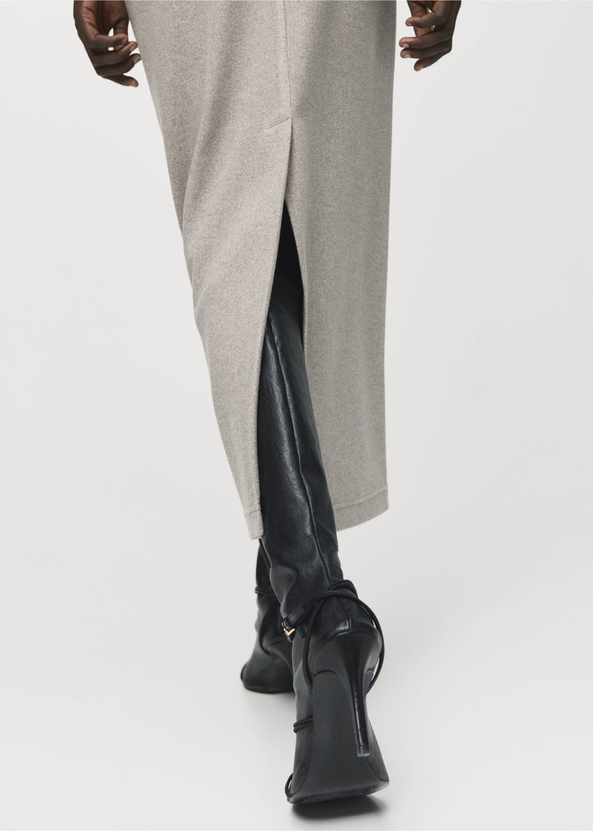 Long skirt with elastic waist - Details of the article 6, Medium Brown. Ref: 17087802-00.