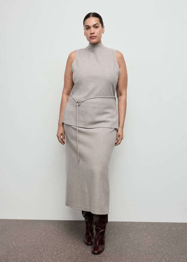 Long skirt with elastic waist — Medium Brown