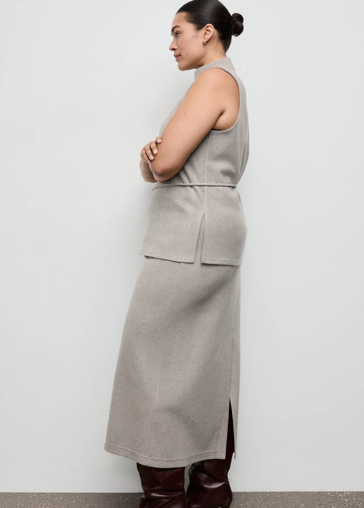 Long skirt with elastic waist — Medium Brown