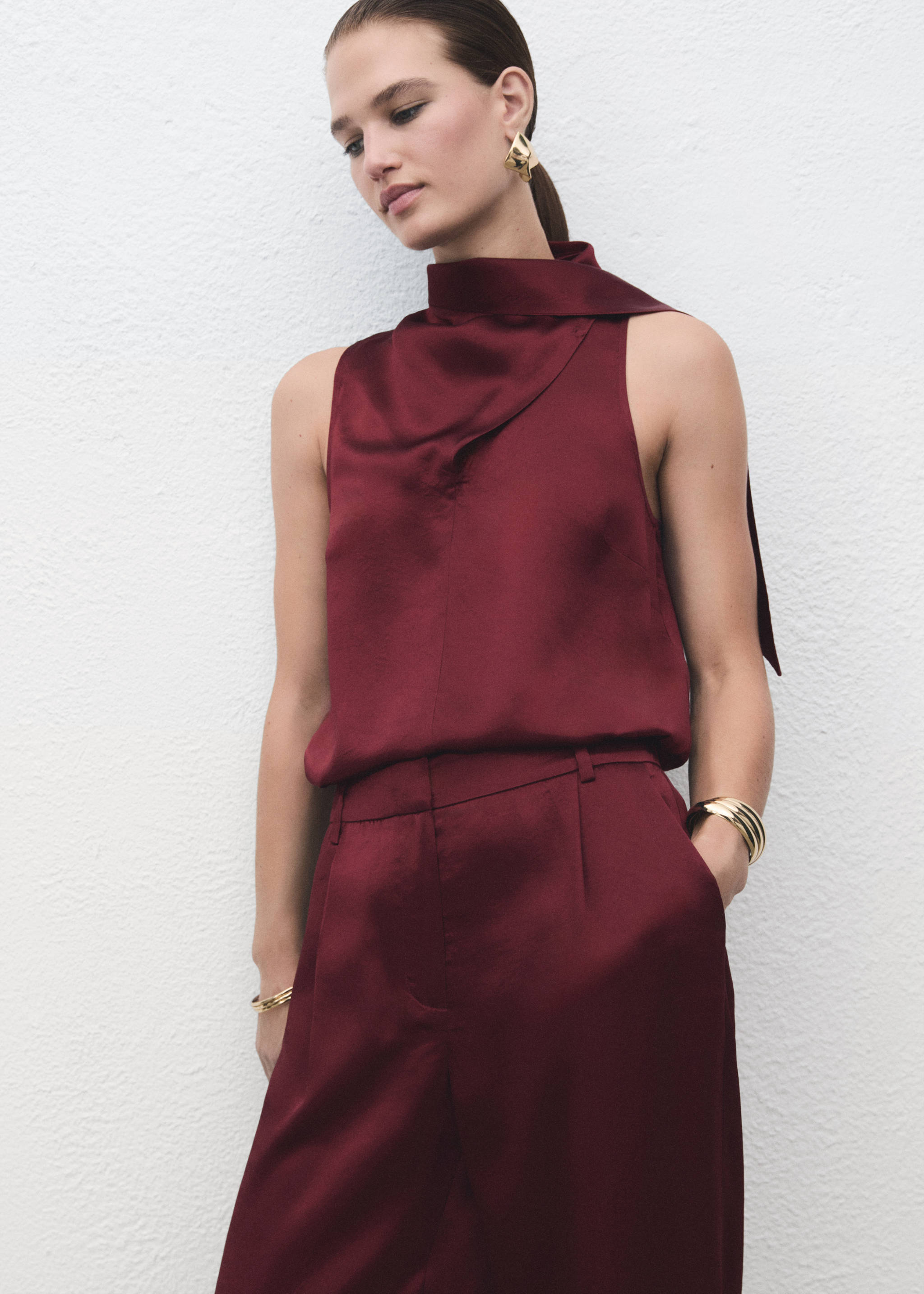 بنطلون واسع الساق ساتيني - تفاصيل المنتج 1