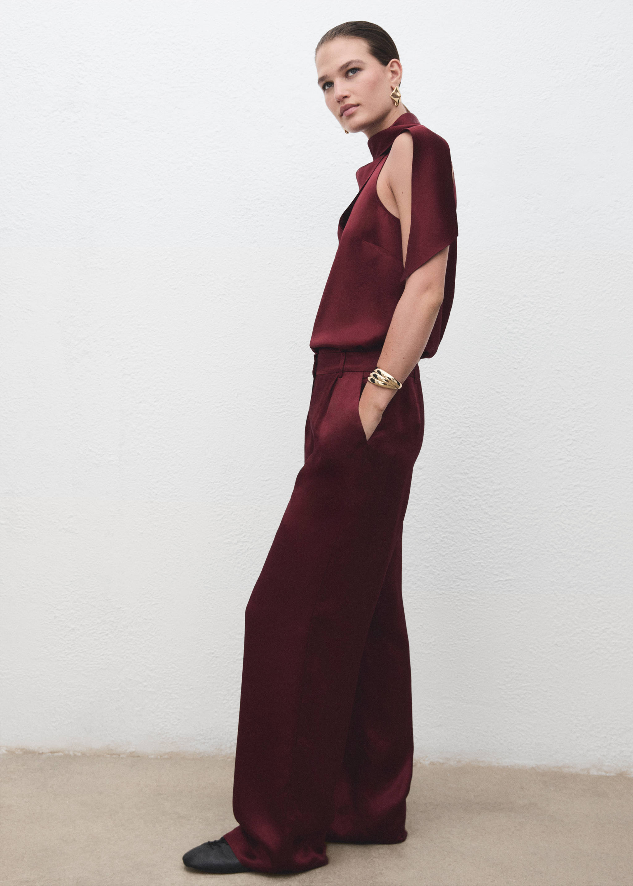 بنطلون واسع الساق ساتيني - تفاصيل المنتج 4