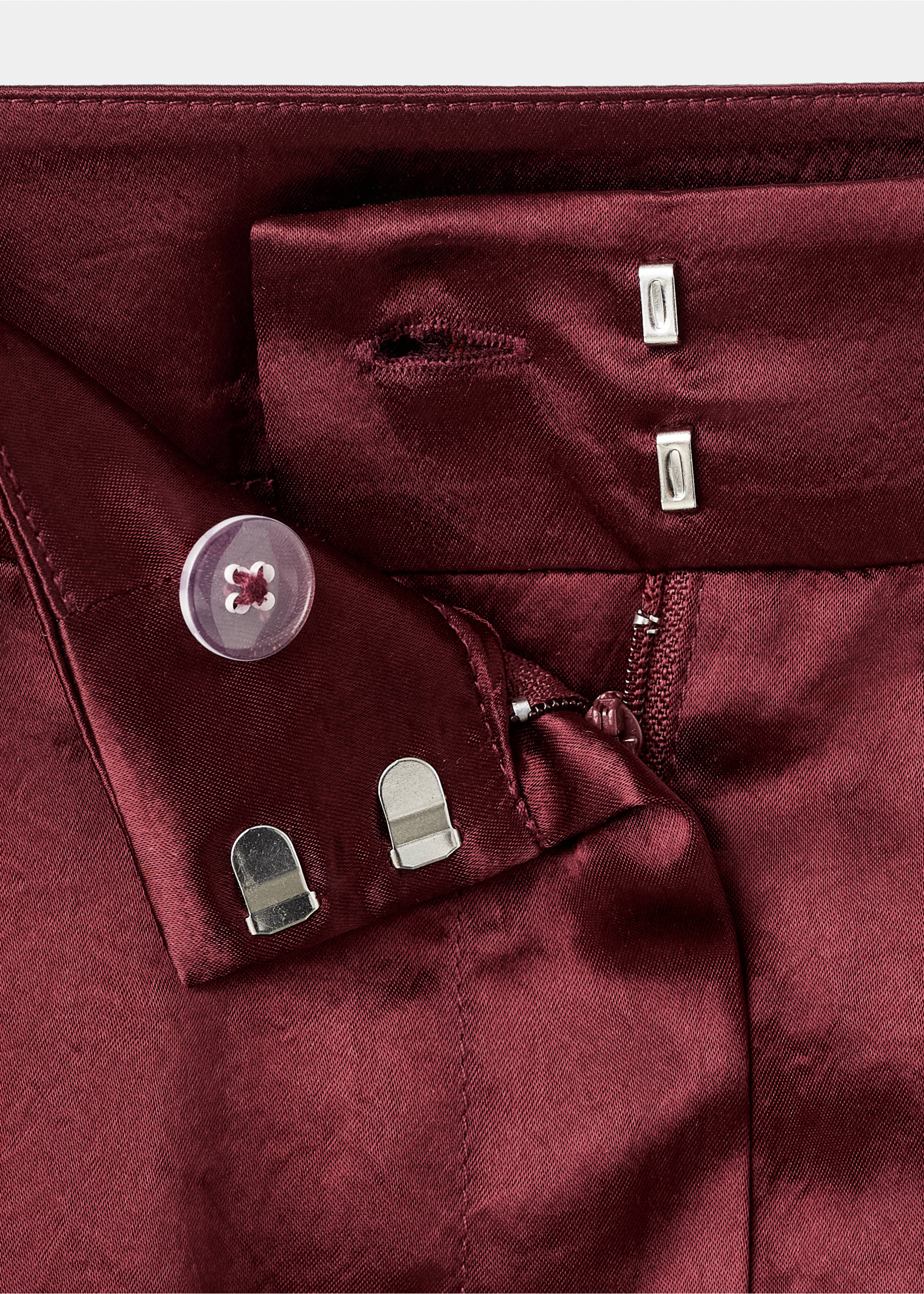 بنطلون واسع الساق ساتيني - تفاصيل المنتج 8, خمري. Ref: 17087806-00.