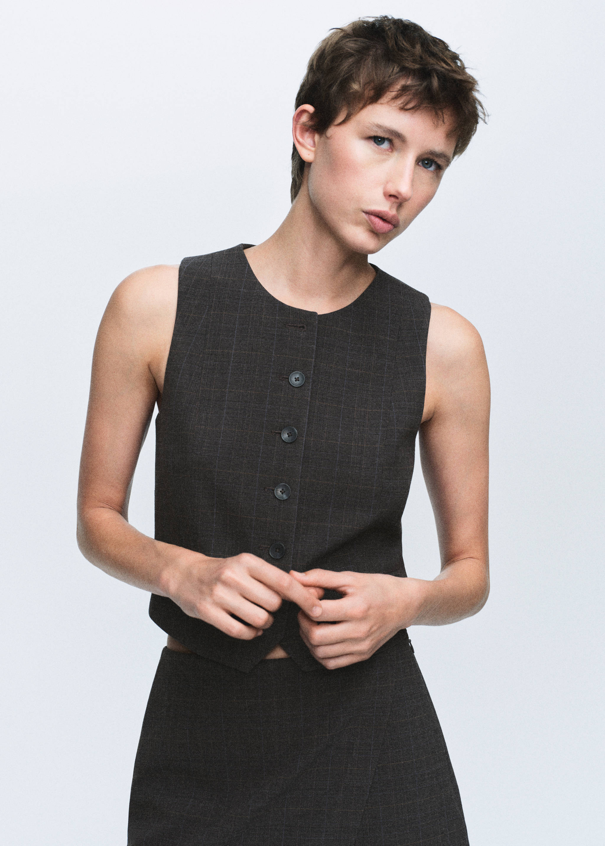 Check suit waistcoat - Medium plane