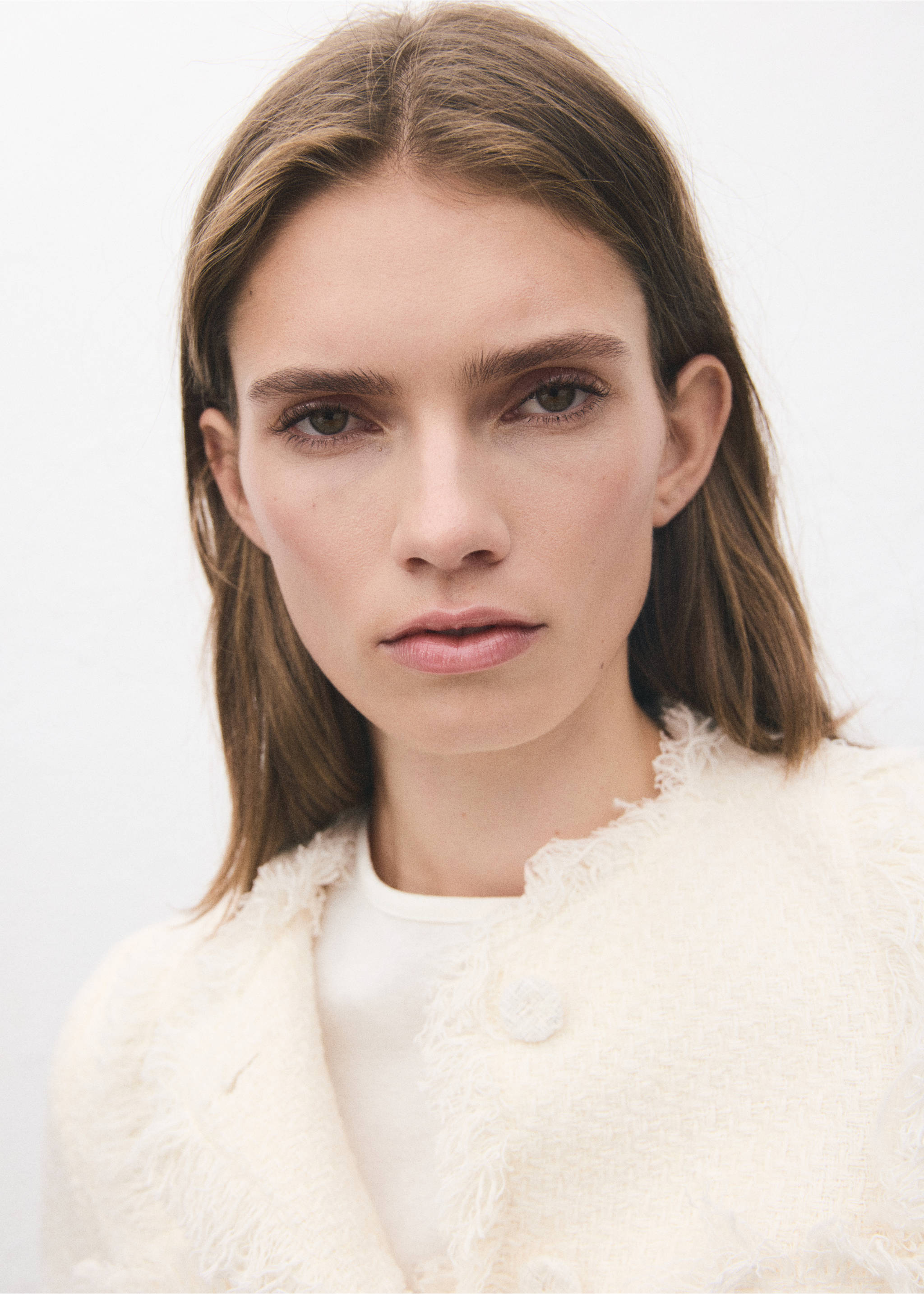 Veste tweed bords effilochés - Détail de l'article 1, Blanc cassé. Ref: 17087813-00.