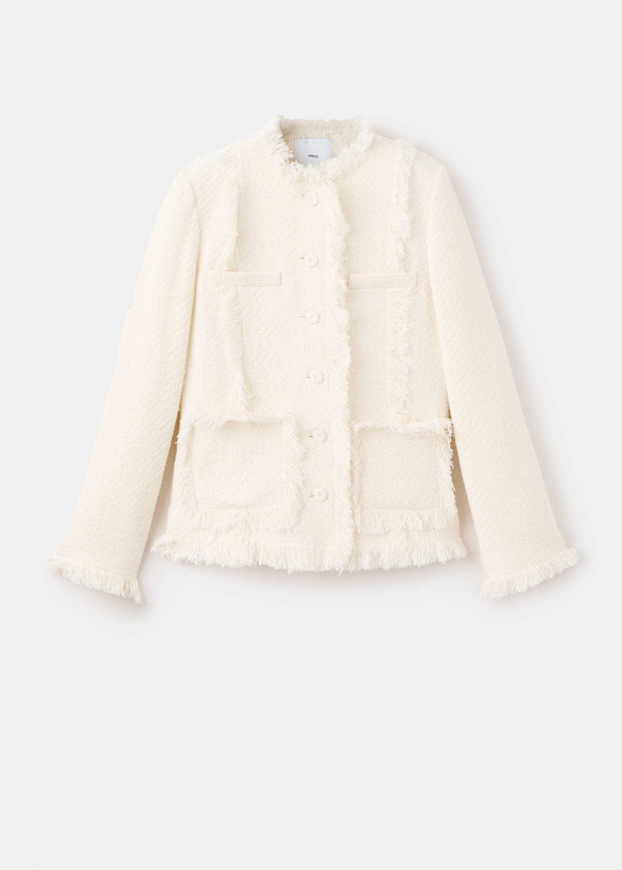 Veste tweed bords effilochés - Article sans modèle, Blanc cassé. Ref: 17087813-00.