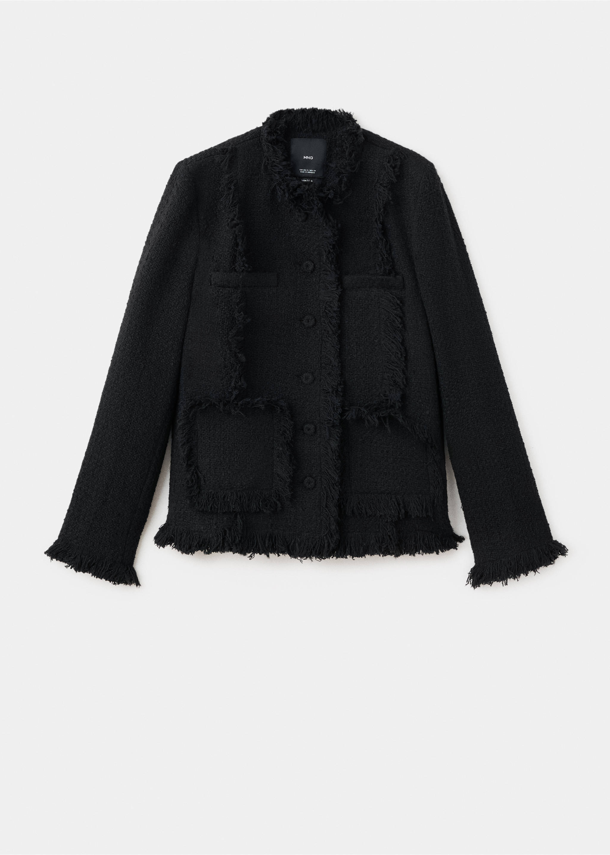 Veste tweed bords effilochés - Article sans modèle, Noir. Ref: 17087813-00.