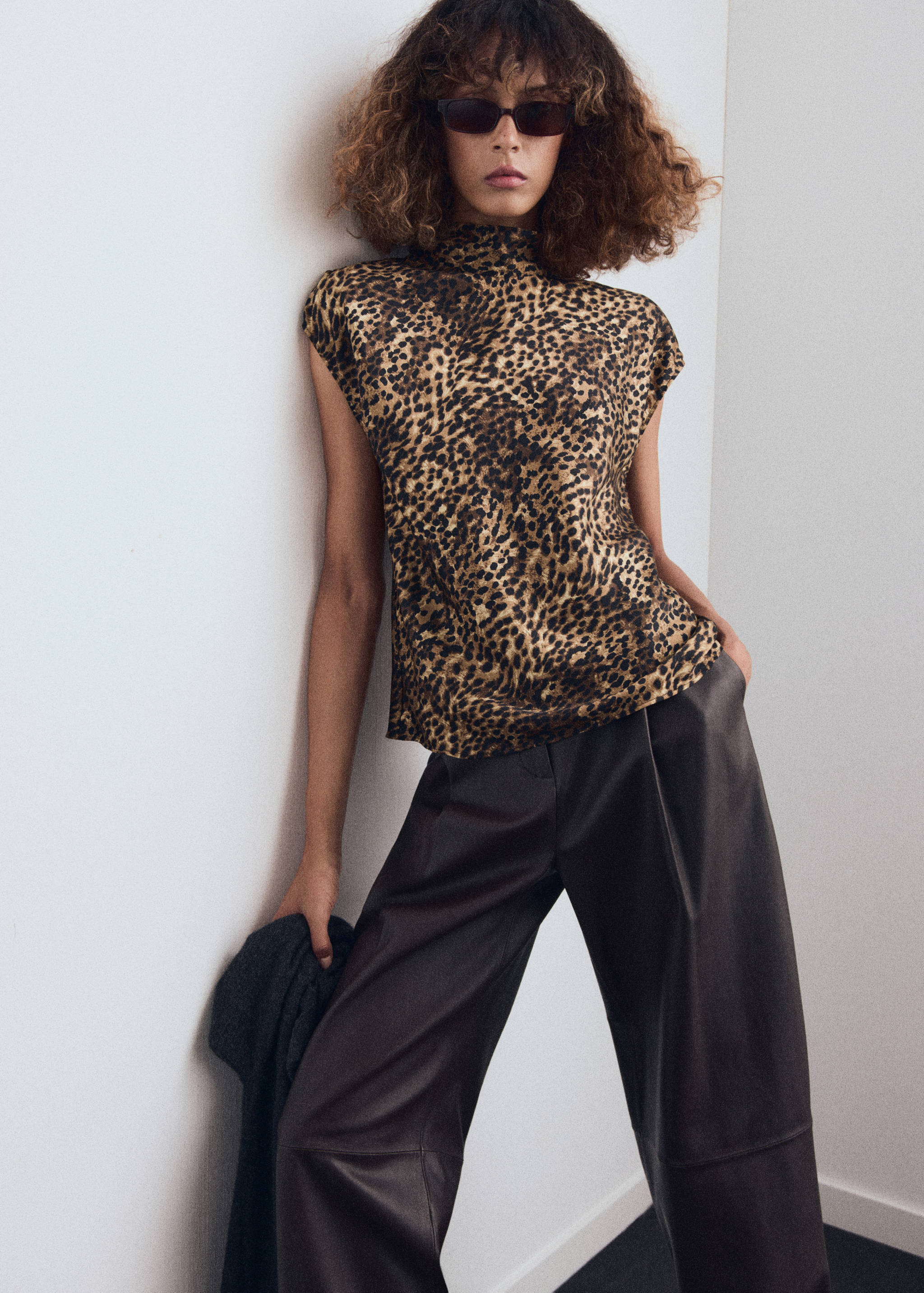 Leopard-print satin blouse - Medium plane