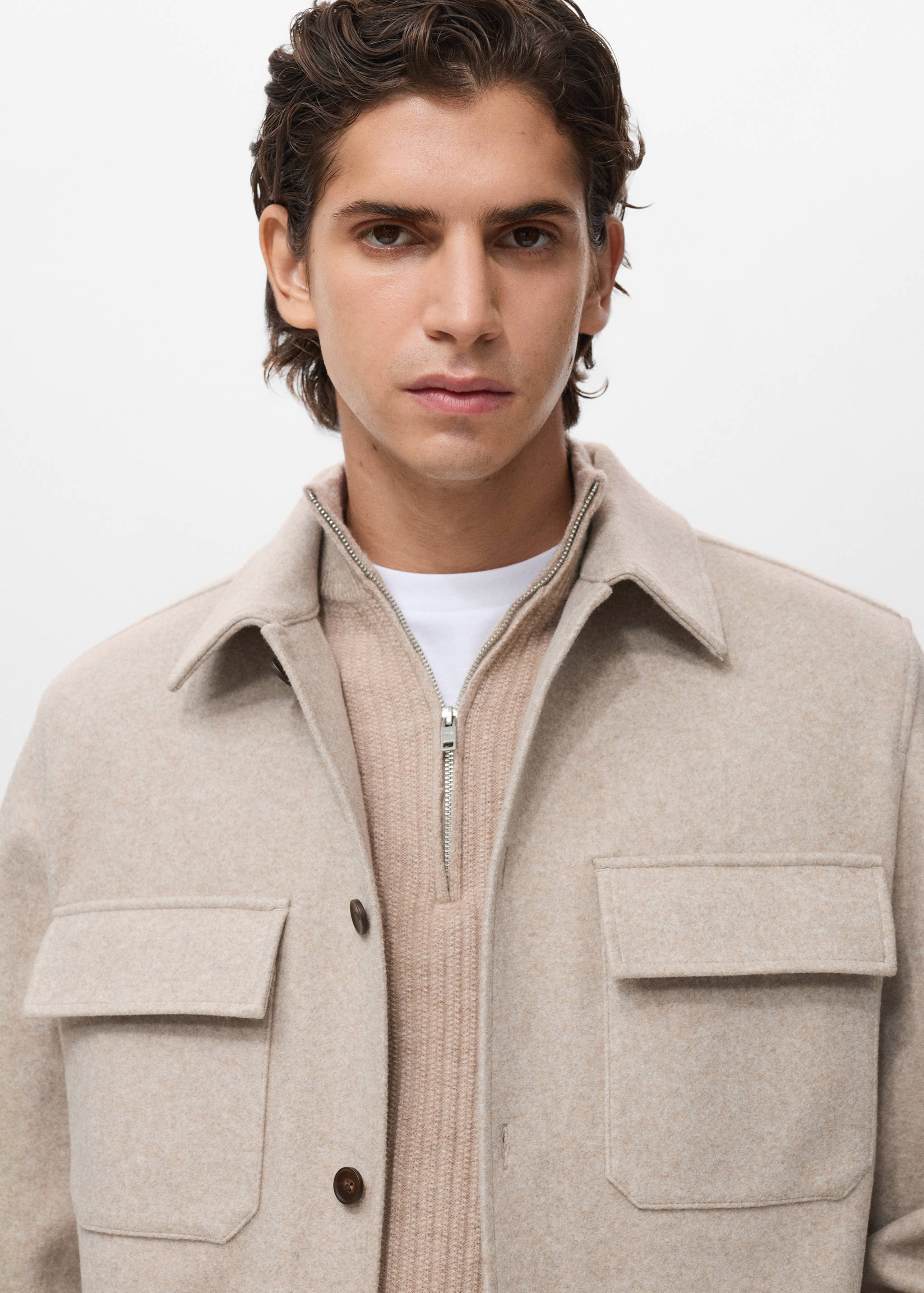 Surchemise mélange de laine à poches - Détail de l'article 1