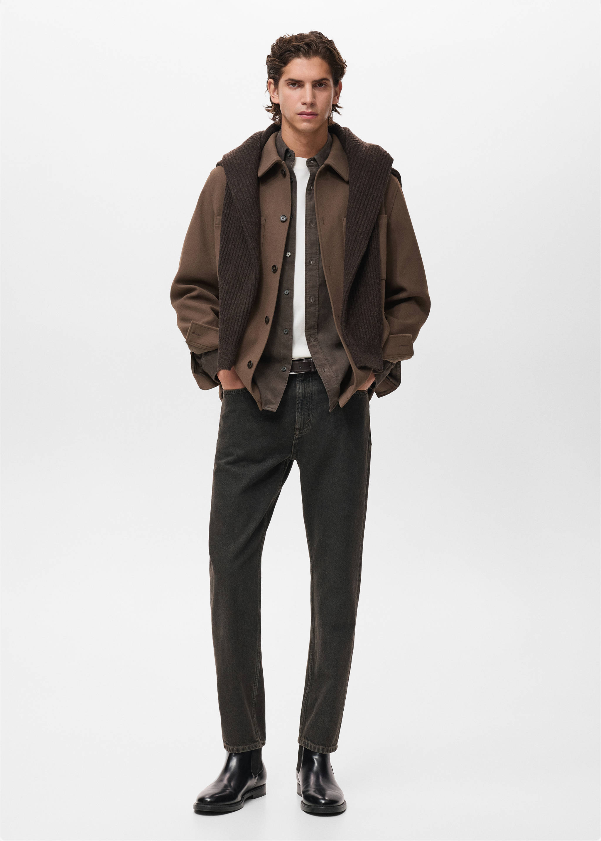 Wool overshirt with pockets - General plane