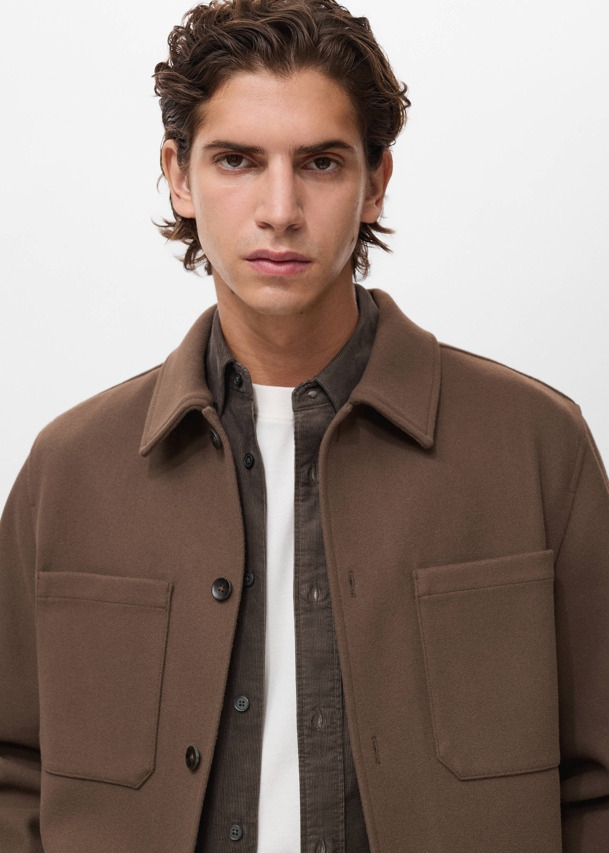 Wool overshirt with pockets - Details of the article 1