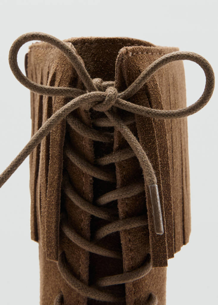Fringed leather boots — Medium Brown