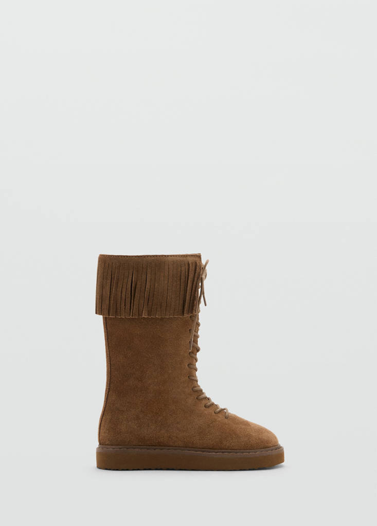 Fringed leather boots — Medium Brown