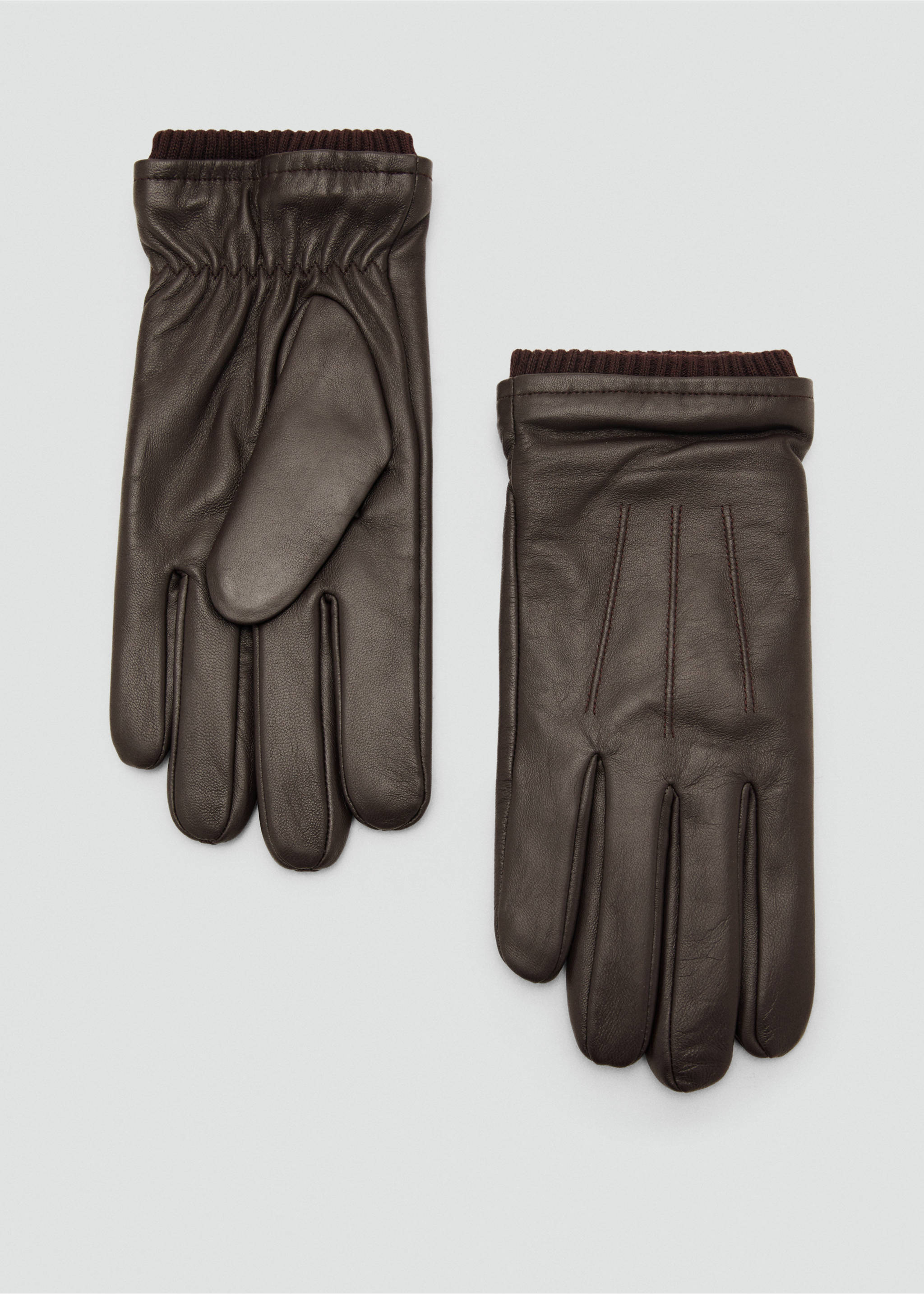 100% leather gloves with ruffled detail - Article without model, Brown. Ref: 17087894-00.