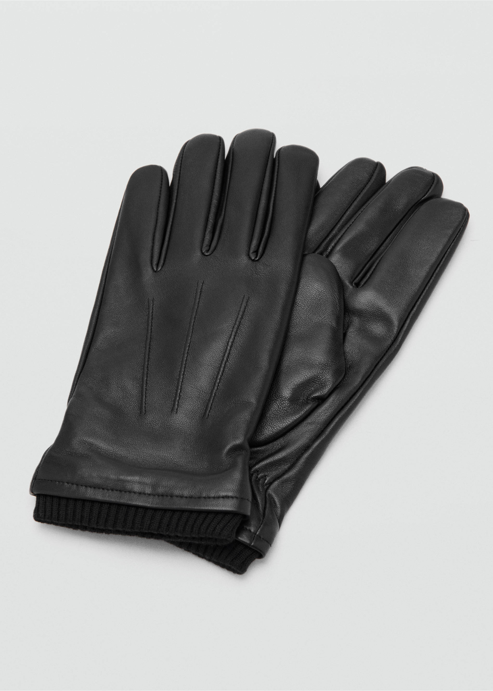 Guantes 100% piel detalle fruncido - Plano medio, Negro. Ref: 17087894-00.