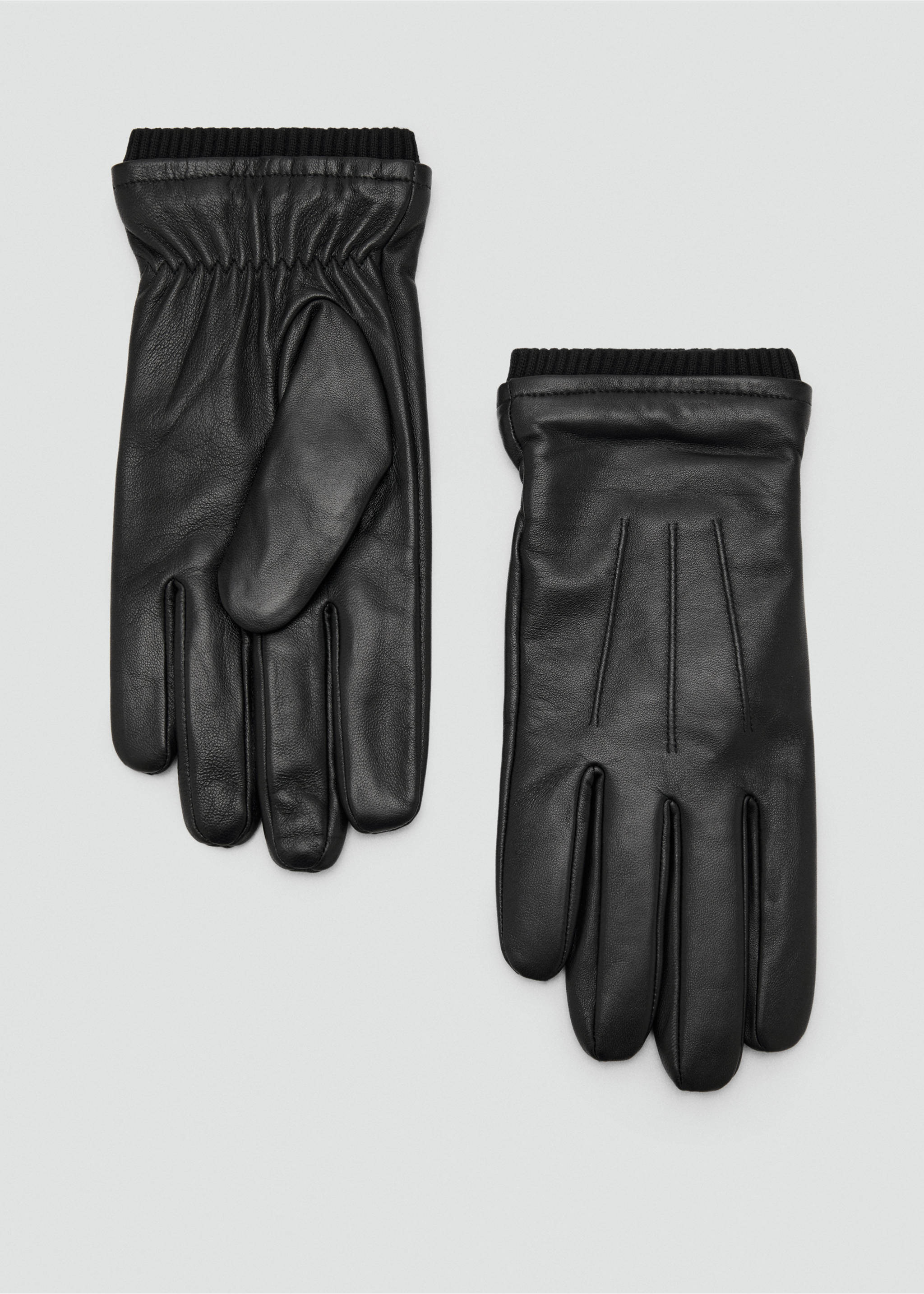 Handskar 100 % skinn rynkad detalj - Artikel utan modell, Svart. Ref: 17087894-00.