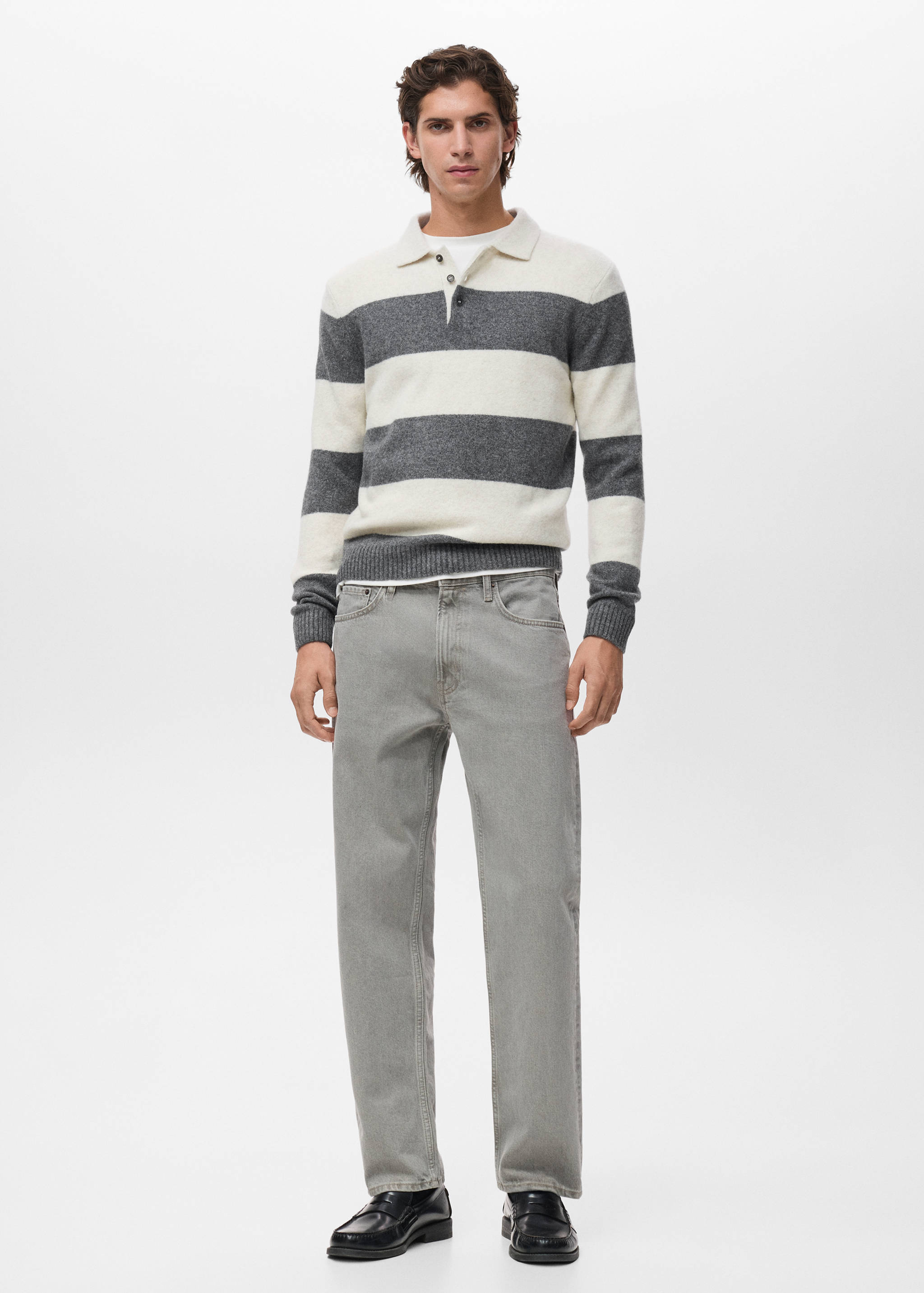 Knitted wool blend polo sweater - General plane