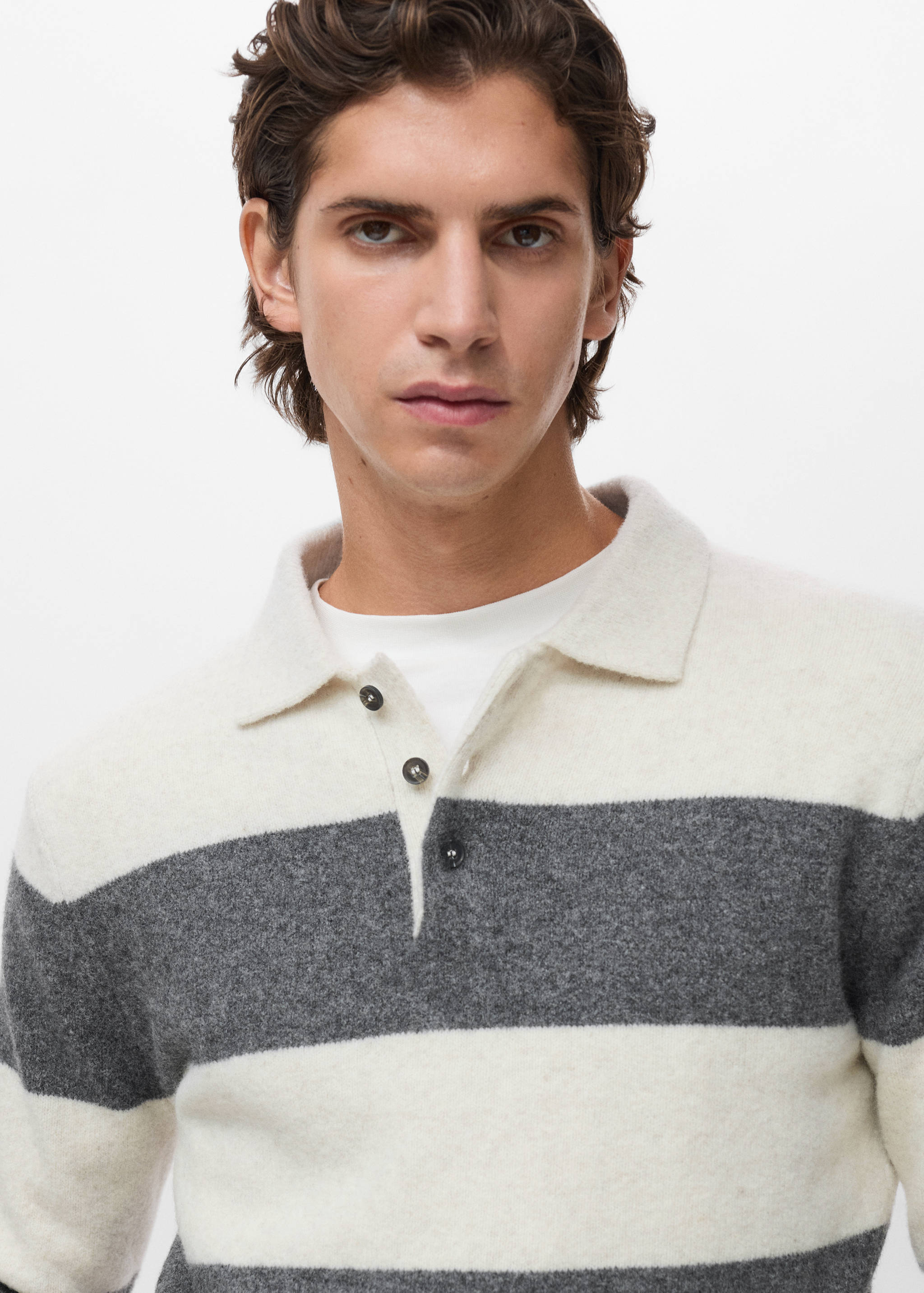 Knitted wool blend polo sweater - Details of the article 1
