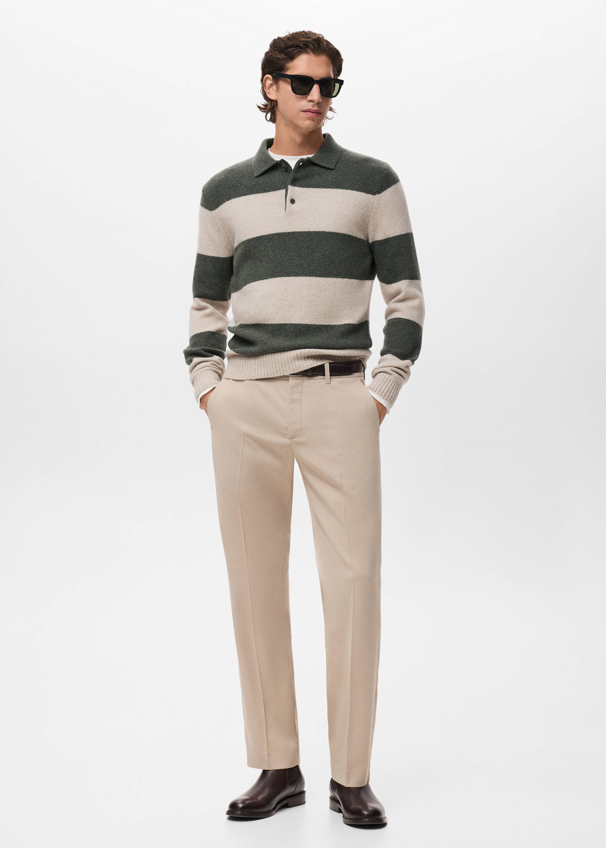 Knitted wool blend polo sweater - General plane