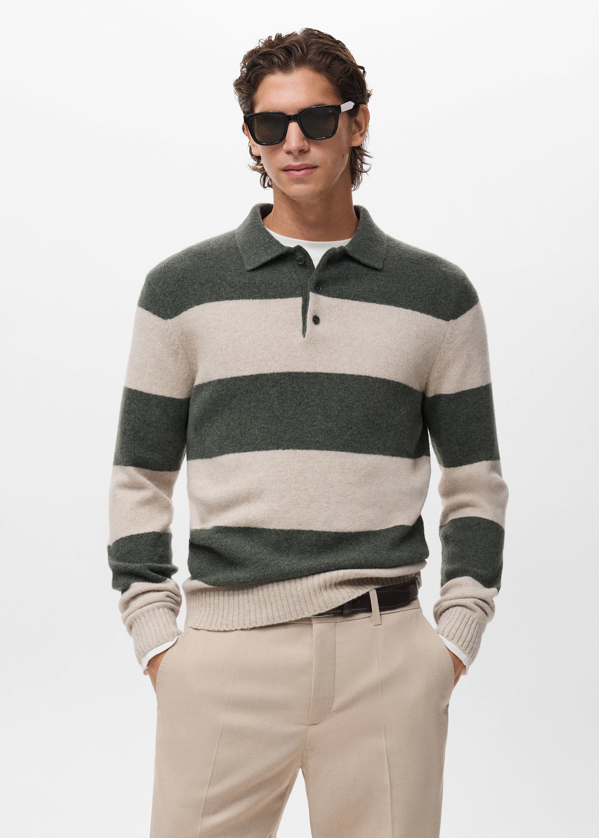 Knitted wool blend polo sweater - Medium plane