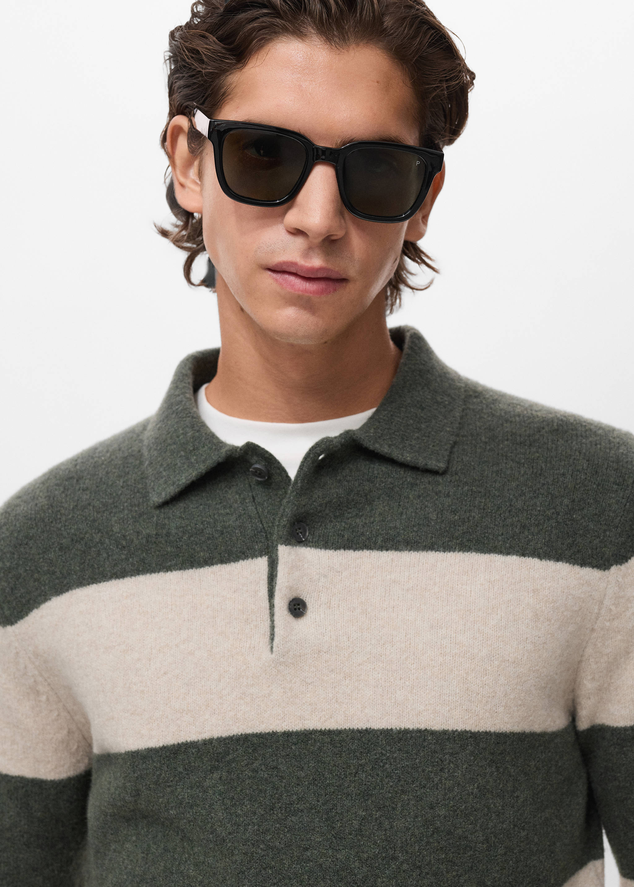 Knitted wool blend polo sweater - Details of the article 1