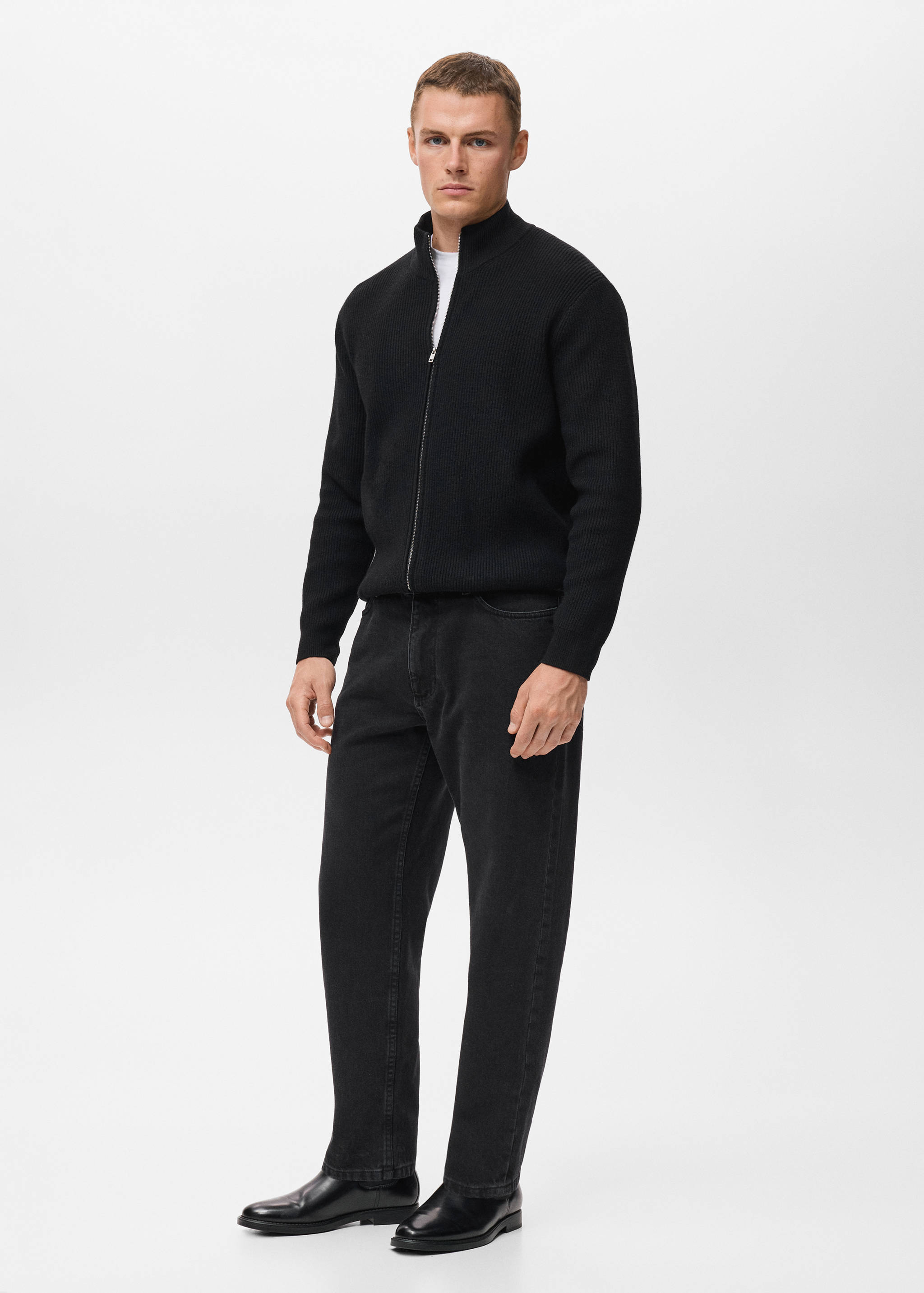 Ribbed-knit cardigan with zipper - Details of the article 2