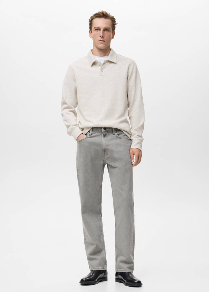 Regular-fit polo sweatshirt — Ecru