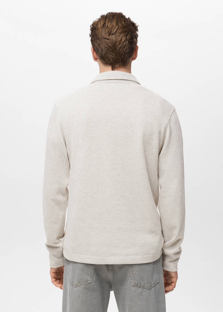 Regular-fit polo sweatshirt — Ecru