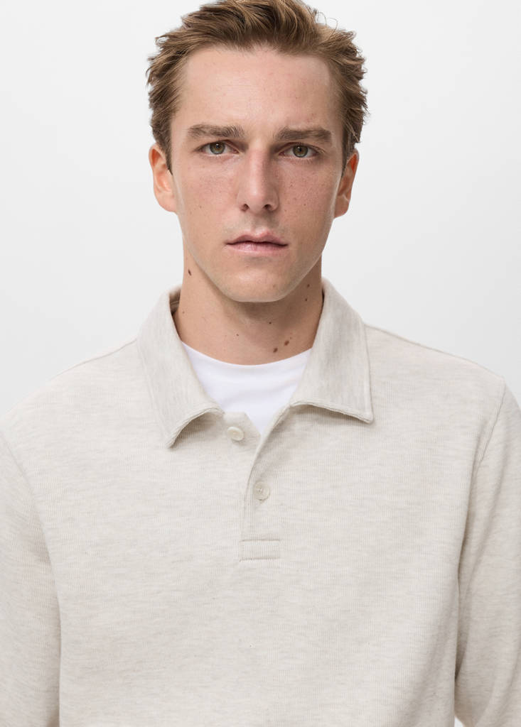 Regular-fit polo sweatshirt — Ecru