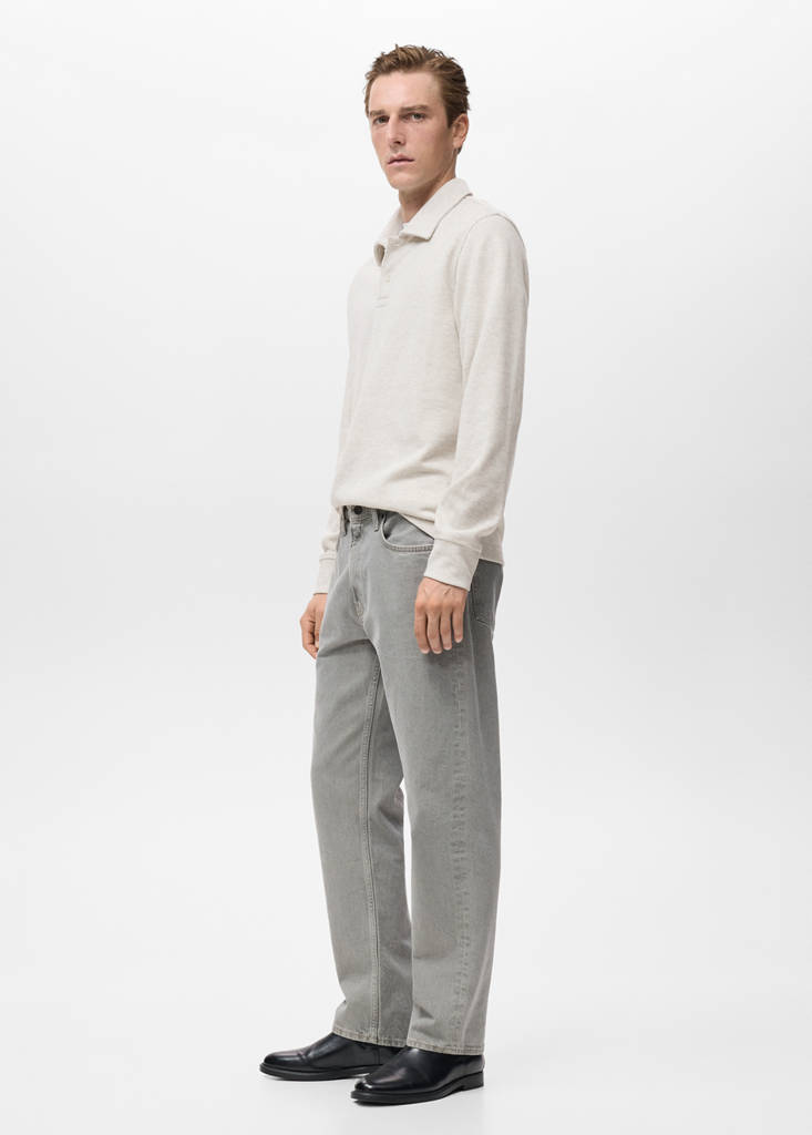Regular-fit polo sweatshirt — Ecru