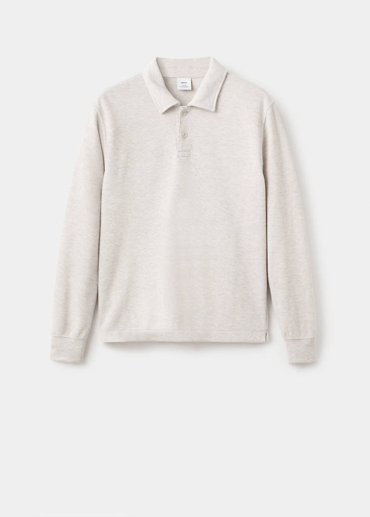 Regular-fit polo sweatshirt — Ecru