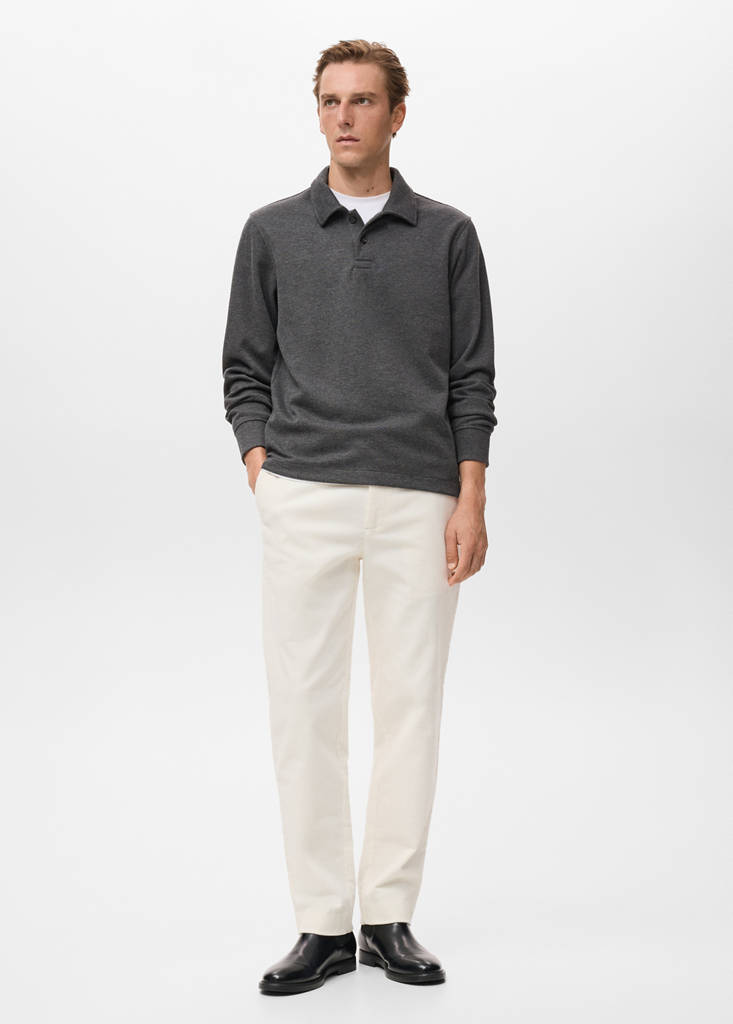 Regular-fit polo sweatshirt — Charcoal