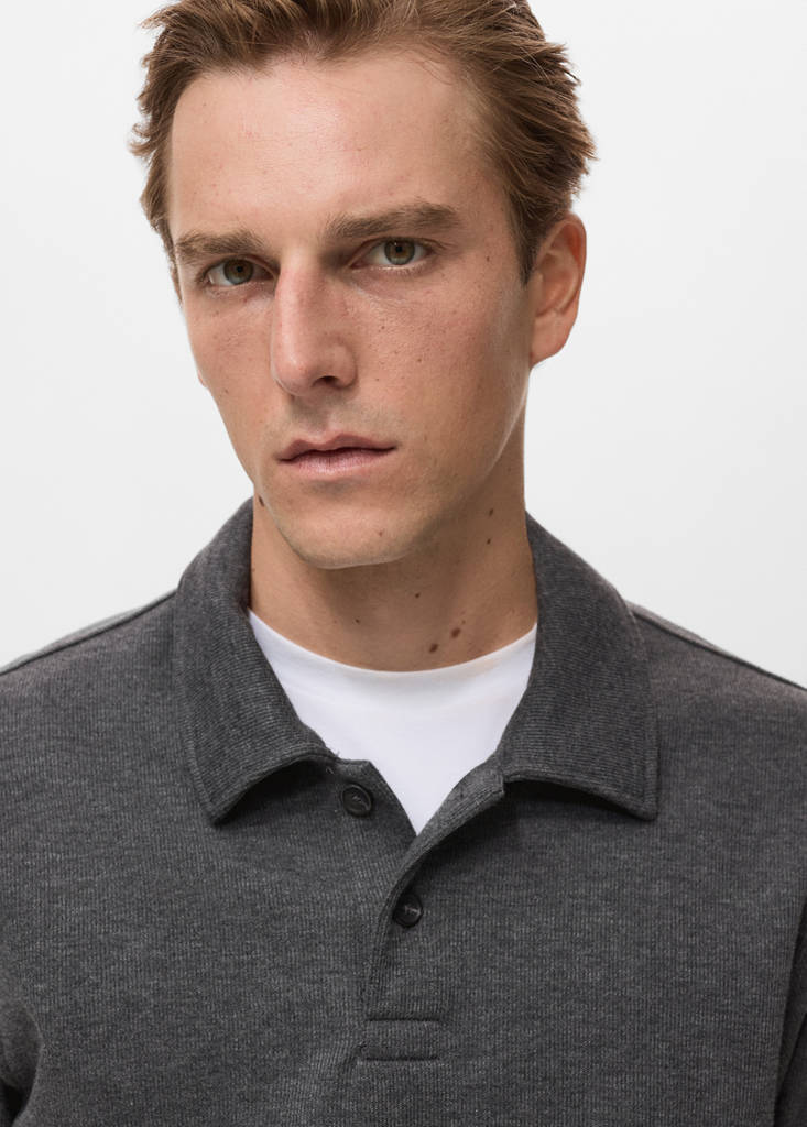 Regular-fit polo sweatshirt — Charcoal