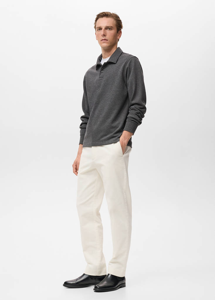 Regular-fit polo sweatshirt — Charcoal