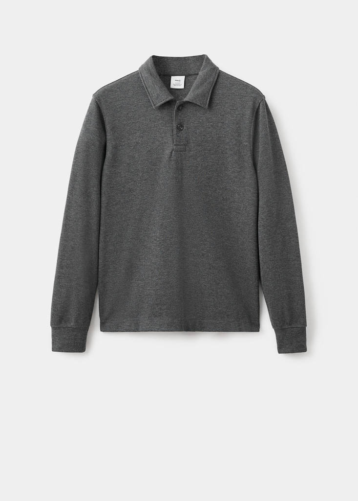 Regular-fit polo sweatshirt — Charcoal