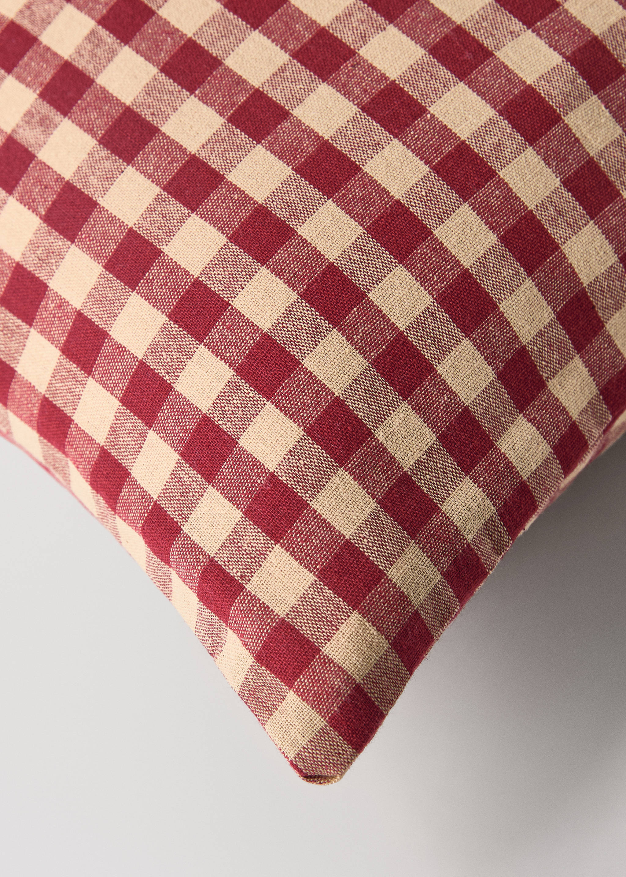 Children's cotton gingham check cushion cover with embroidery 30x40cm - Details of the article 2