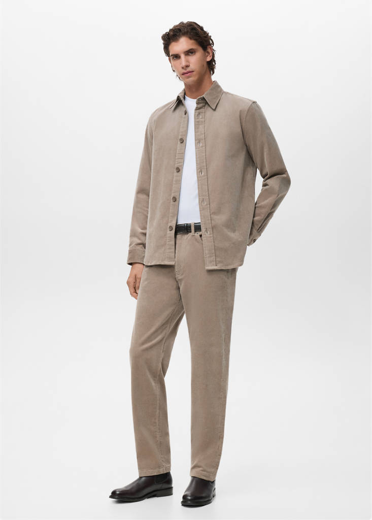 MANGO MAN - Surchemise coton velours côtelé marron - S