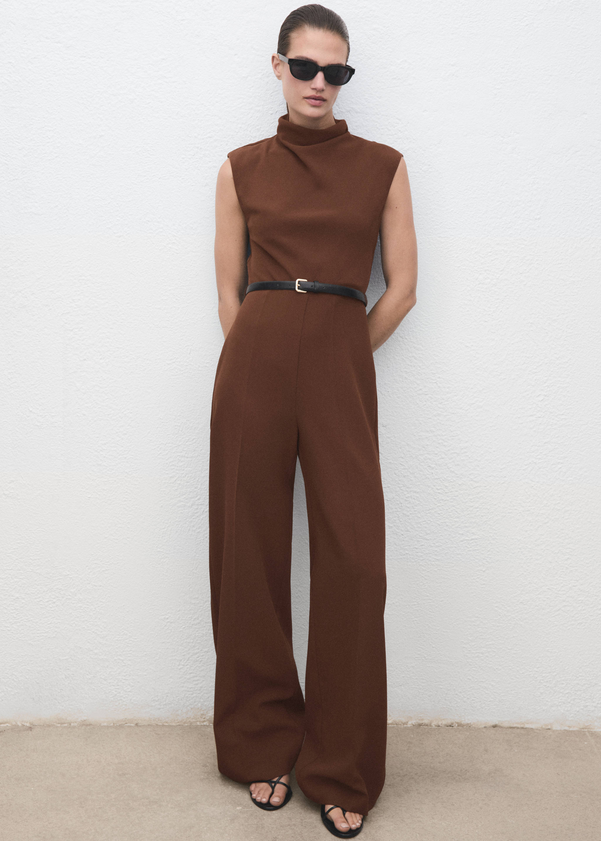 Jumpsuit with draped neck and belt - General plane
