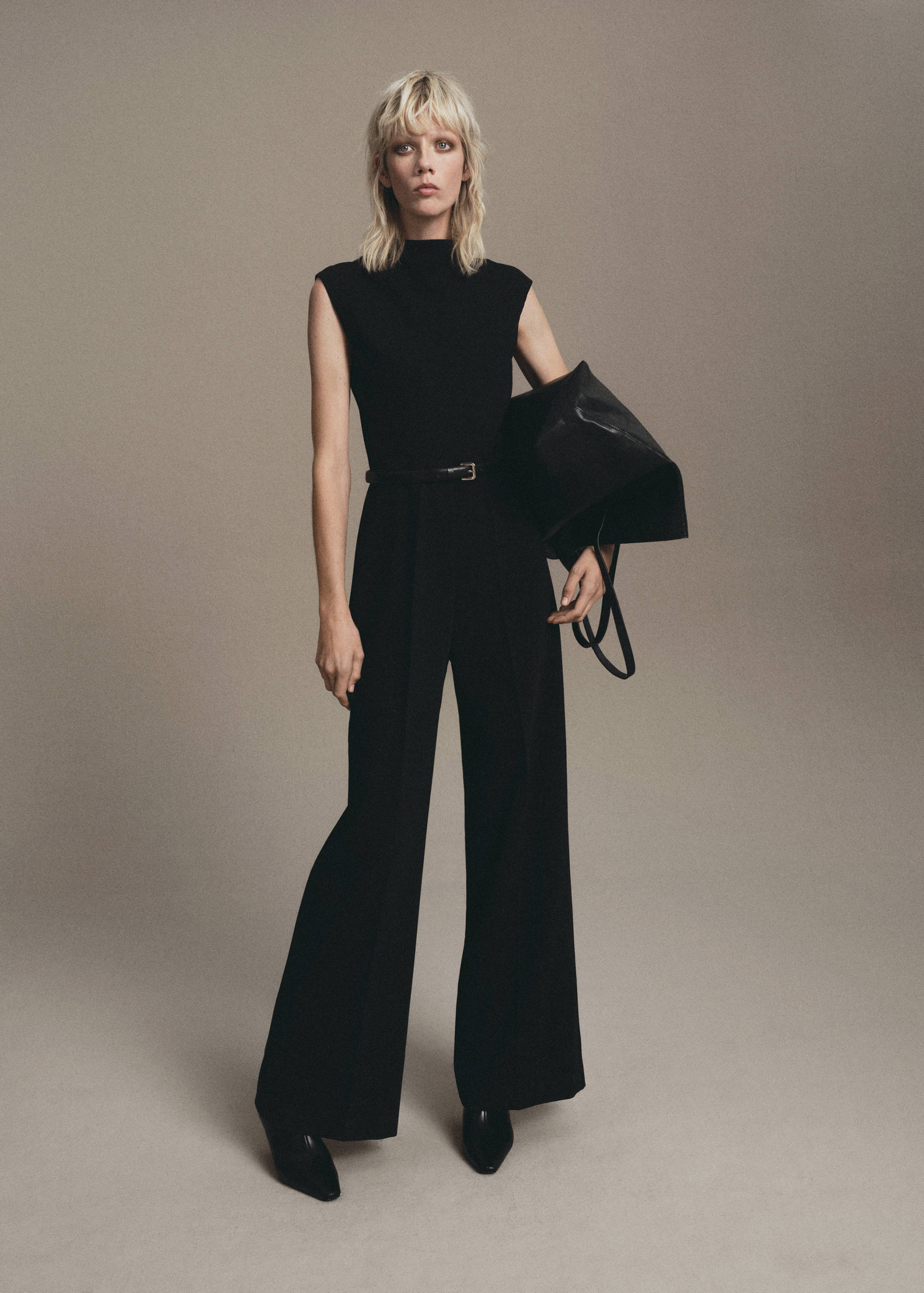Jumpsuit with draped neck and belt - General plane