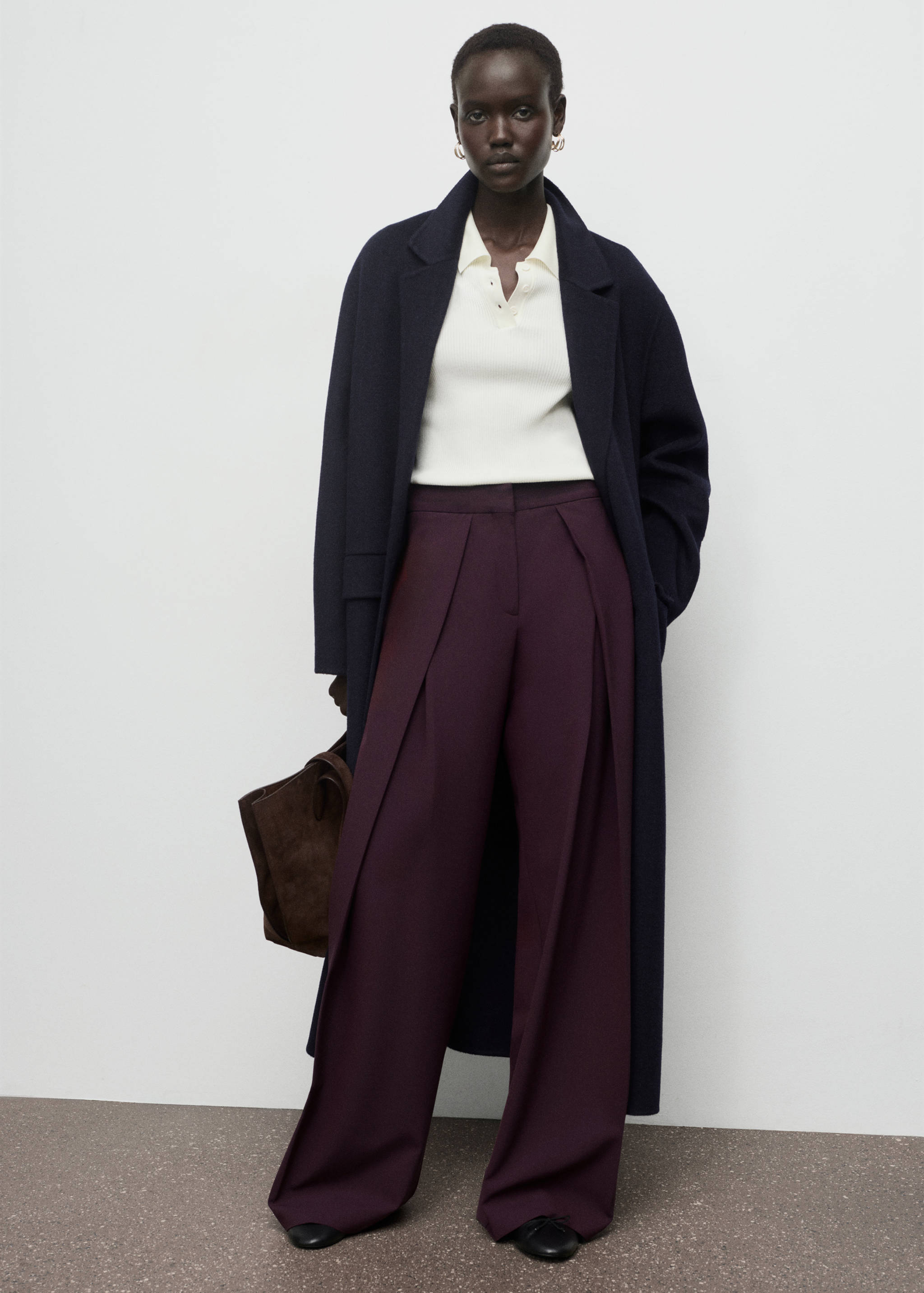 Pleated wide leg trousers - General plane